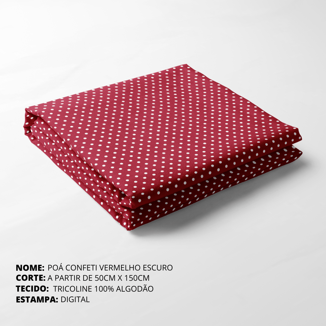 POÁ CONFETI VERMELHO ESCURO - CORTES DE 0,50m e 1,00m